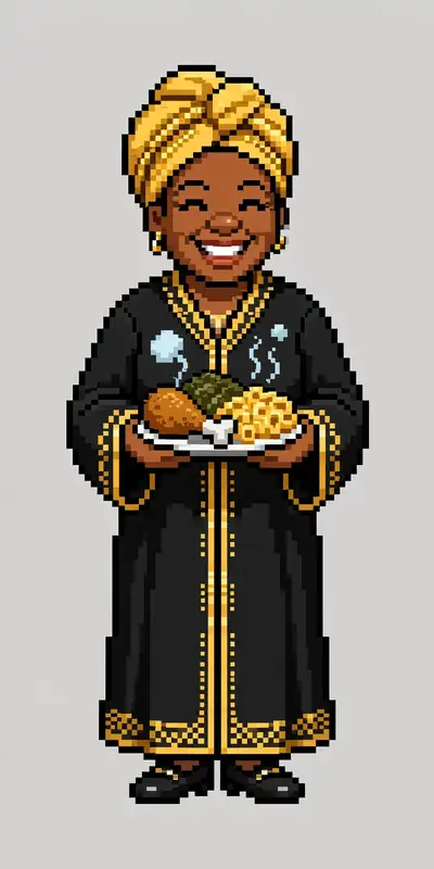 Haddie as a 16-bit gospel cook character