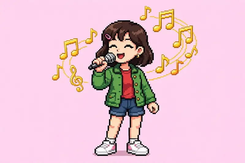 Sally as a 16-bit singer character