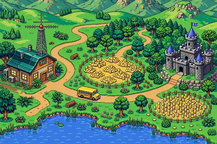 16-bit overworld map of the Studio