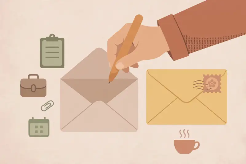 A hand writing a thank-you note after an interview