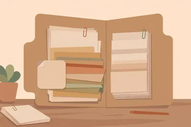 Tax forms, W-2s, and receipts neatly organized in a folder